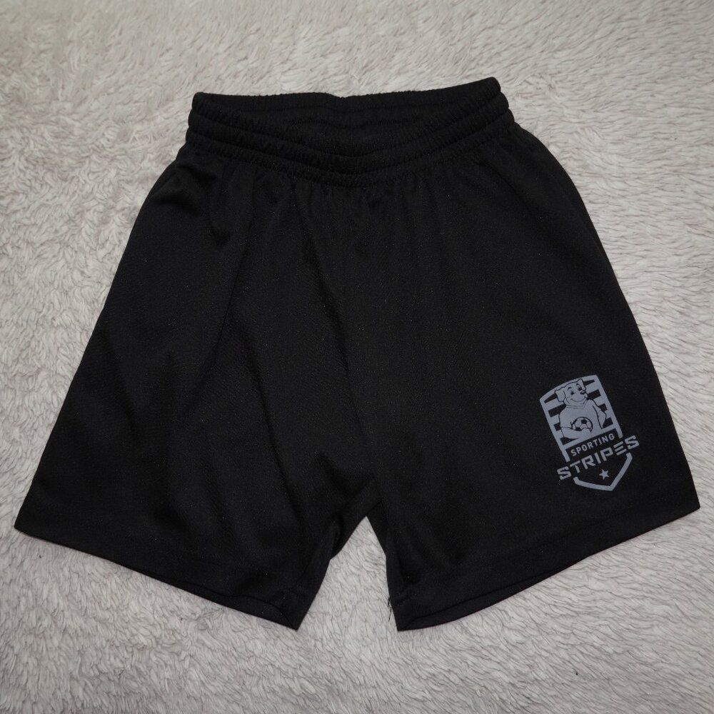 Youth Size Small Sporting Stripes Black Soccer Shorts, Like New